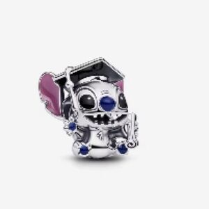 Stitch Graduation Cap Charm with Blue and Purple Details